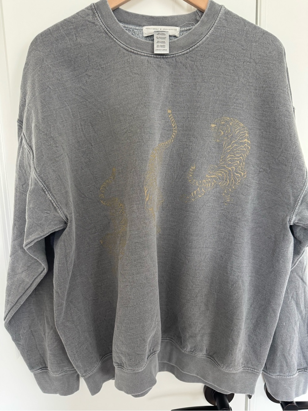 Urban Outfitters Gray Sweatshirt with Subtle Gold Tiger Motif